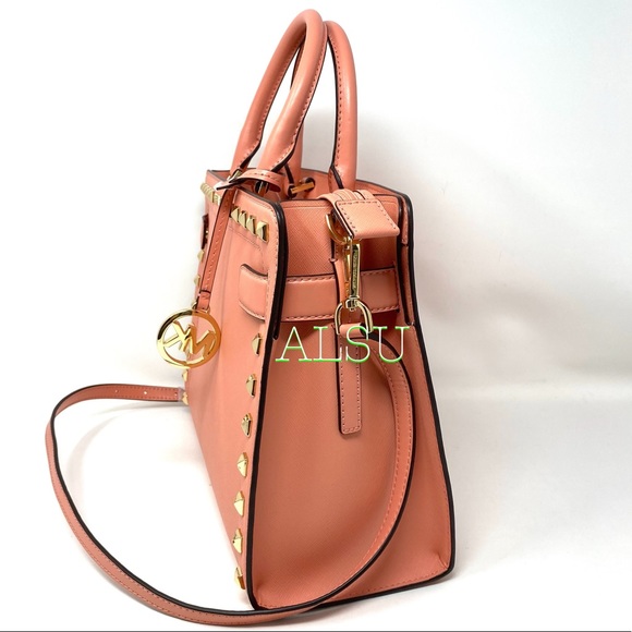 Michael Kors Rainer Medium Leather Satchel Peach - Picture 5 of 11